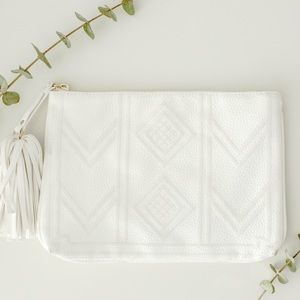 WHITE GOLD STAMPED POUCH